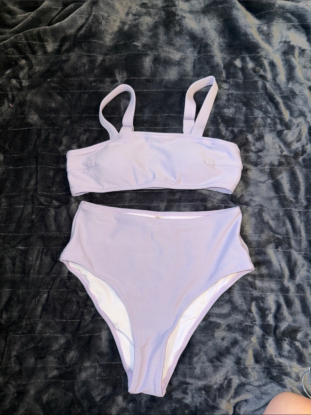 Cupshe Lavender Ribbed High-Waist Bikini Set